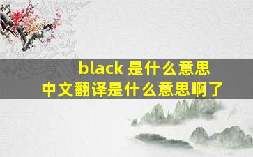 black 是什么意思中文翻译是什么意思啊了